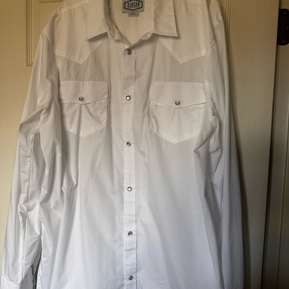 Gibson Men’s White Snap-Front Western Button-Down Shirt